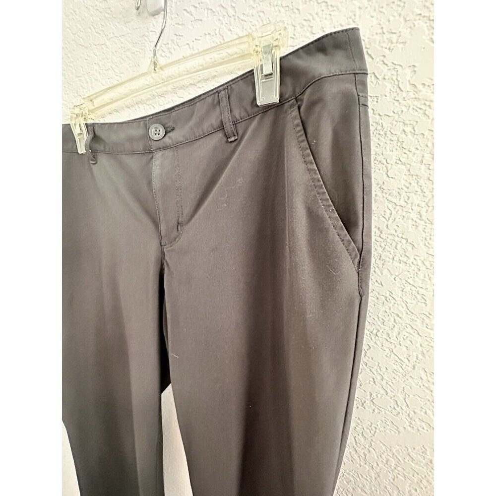 Eddie Bauer Chino Pants Women Size 10 Black Polyester Stretch Slightly Curvy Fit - Picture 2 of 11